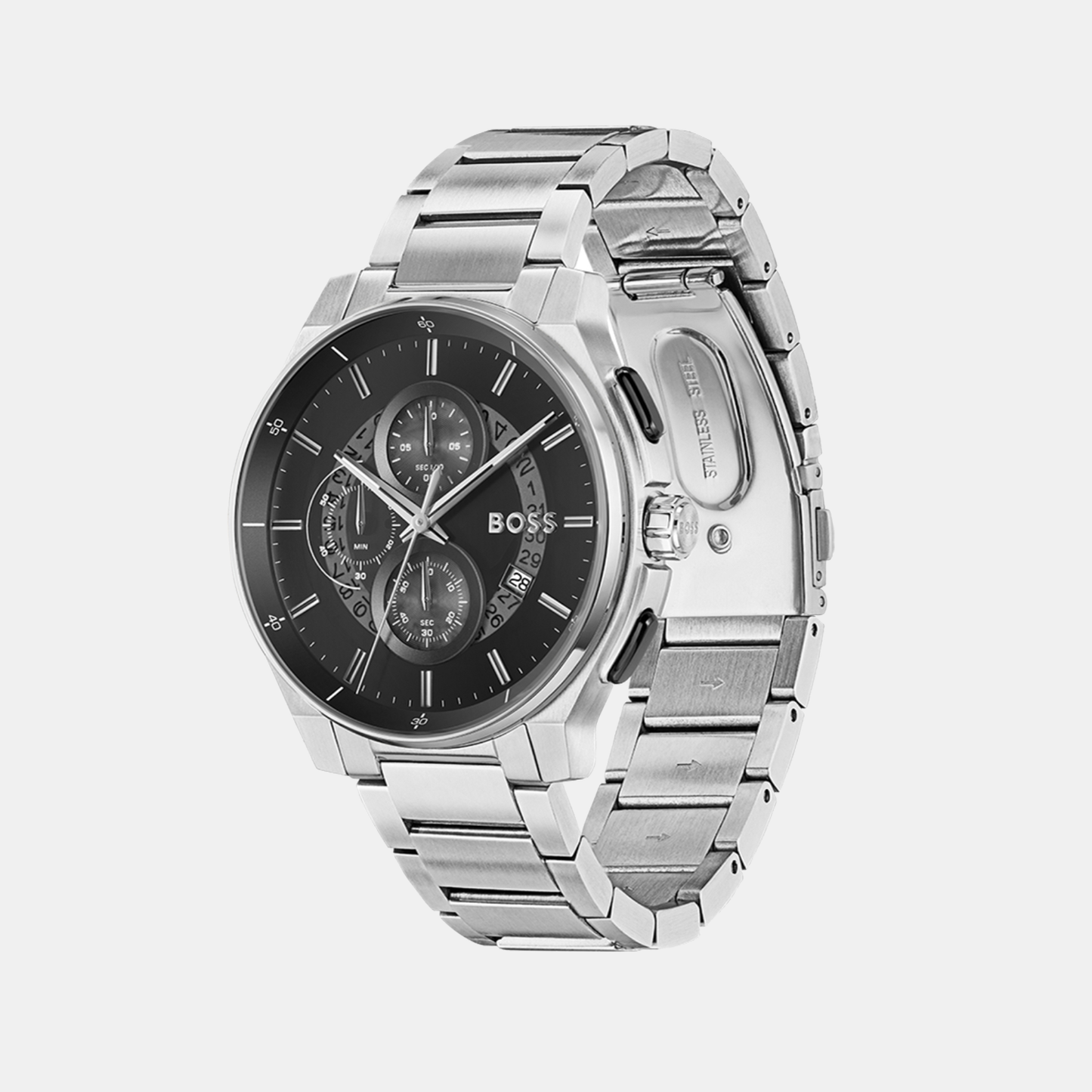 Men Quartz Black Dial Chronograph Stainless Steel Watch 1514191