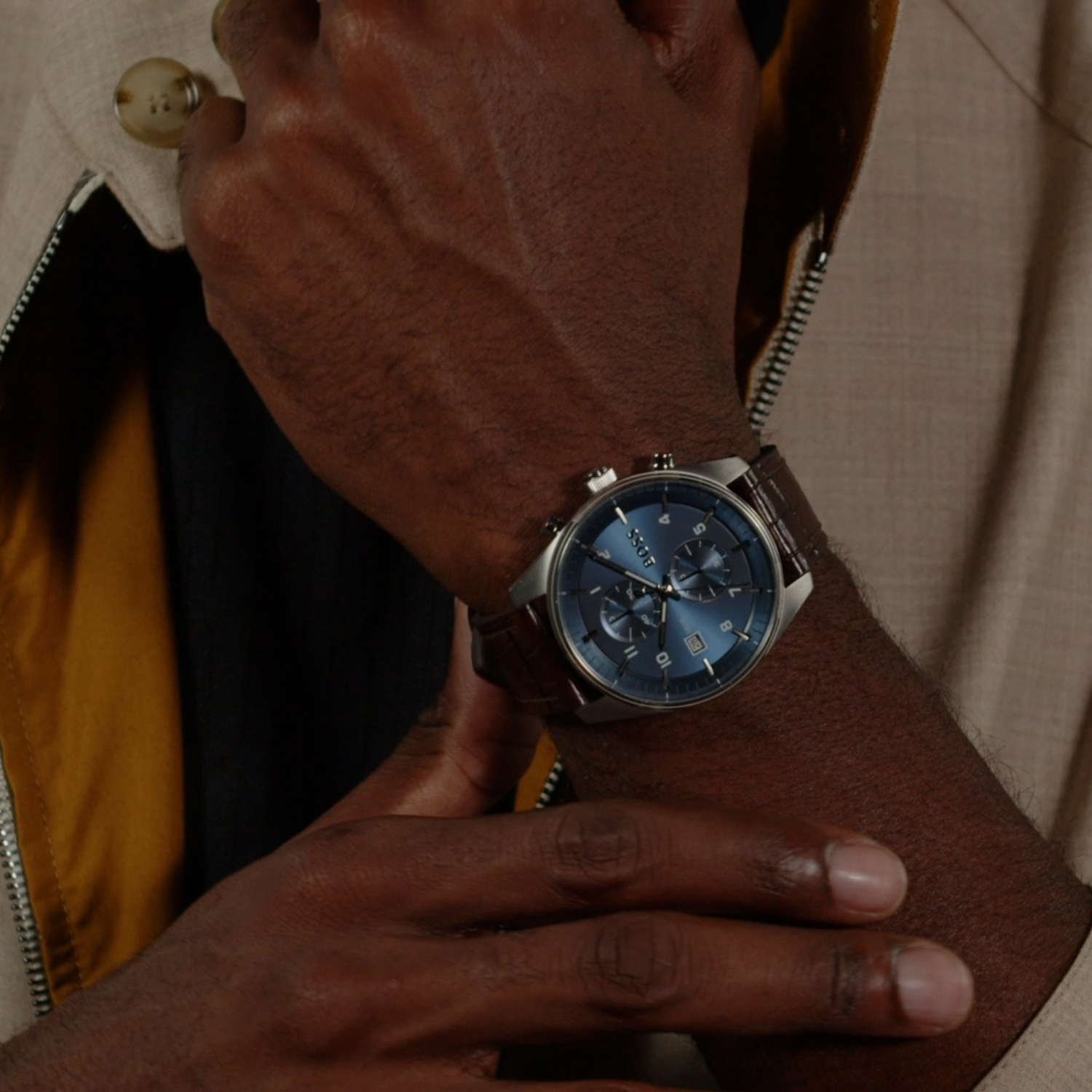 Boss Leather Blue watch