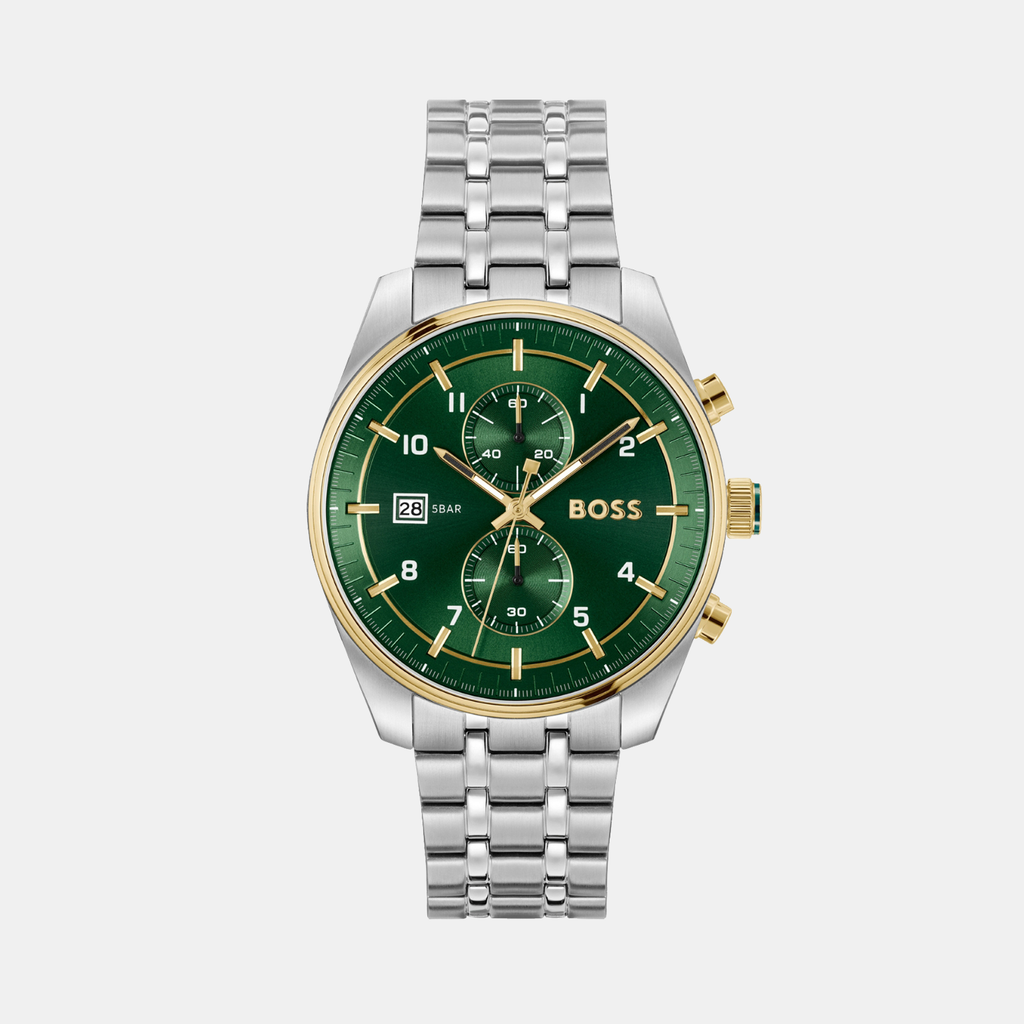 Boss Round Green Chronograph watch