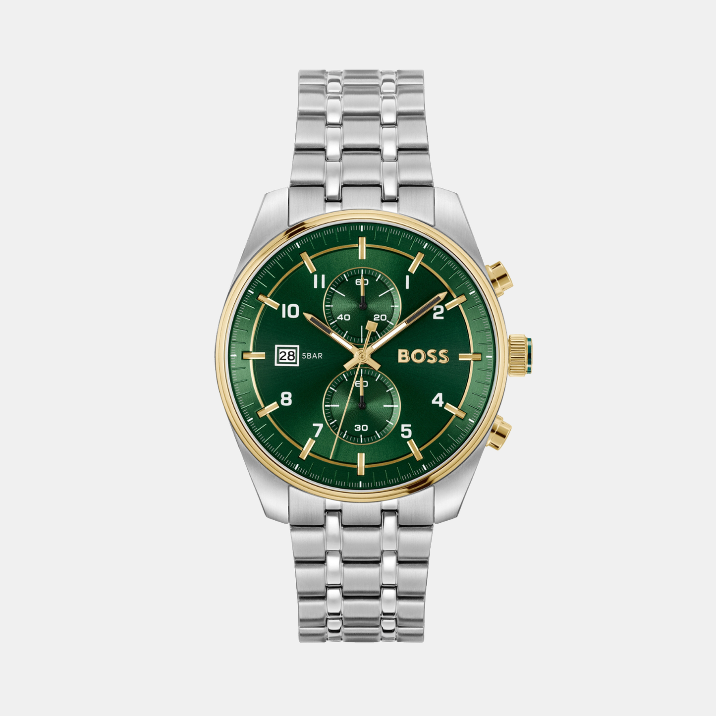 Men Quartz Green Dial Chronograph Stainless Steel Watch 1514195