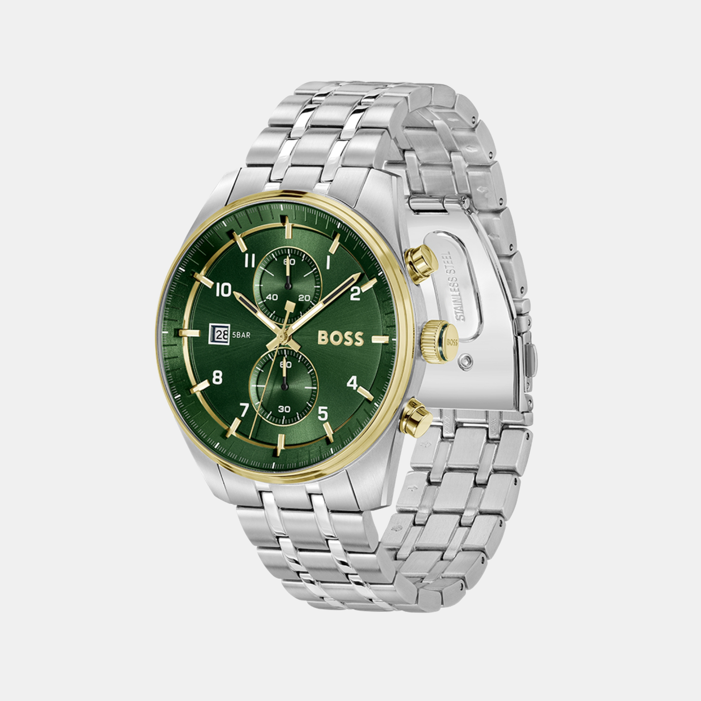 Men Quartz Green Dial Chronograph Stainless Steel Watch 1514195