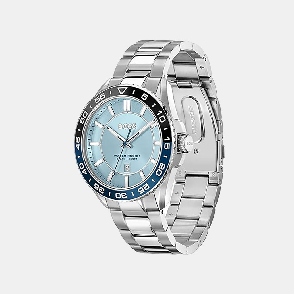 Runner 3H Men Quartz Blue Dial Analog Stainless Steel Watch 1514207