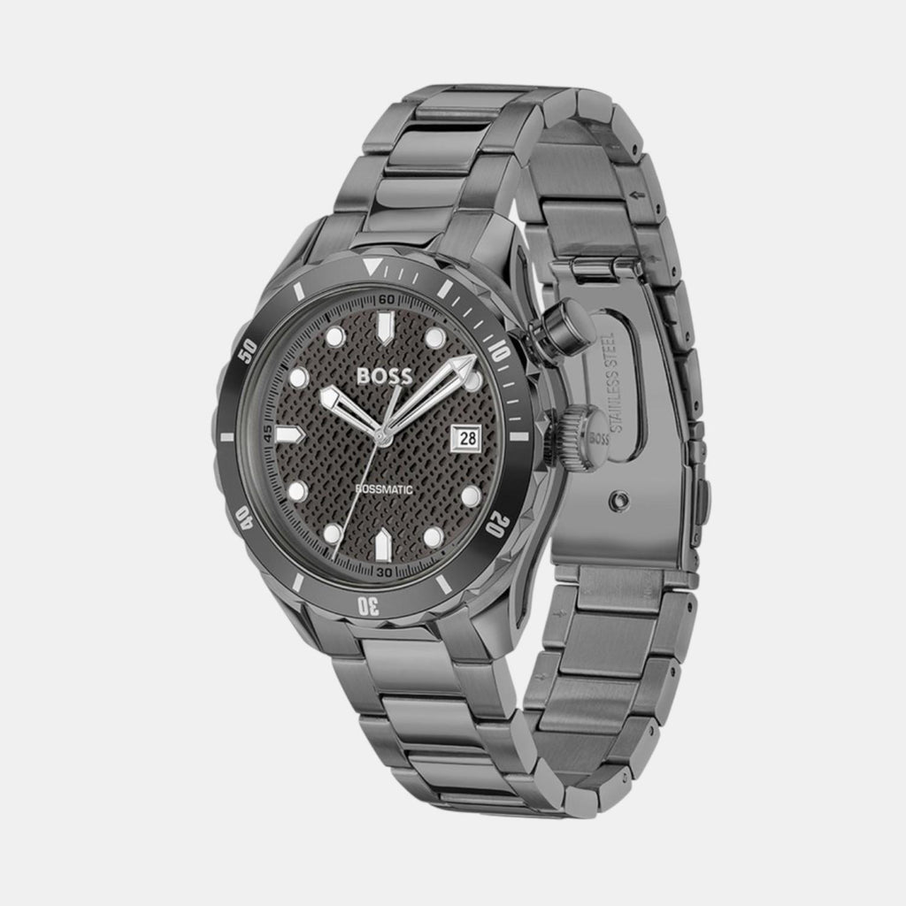 Bossmatic Men Automatic Grey Dial Analog Stainless Steel Watch 1514213