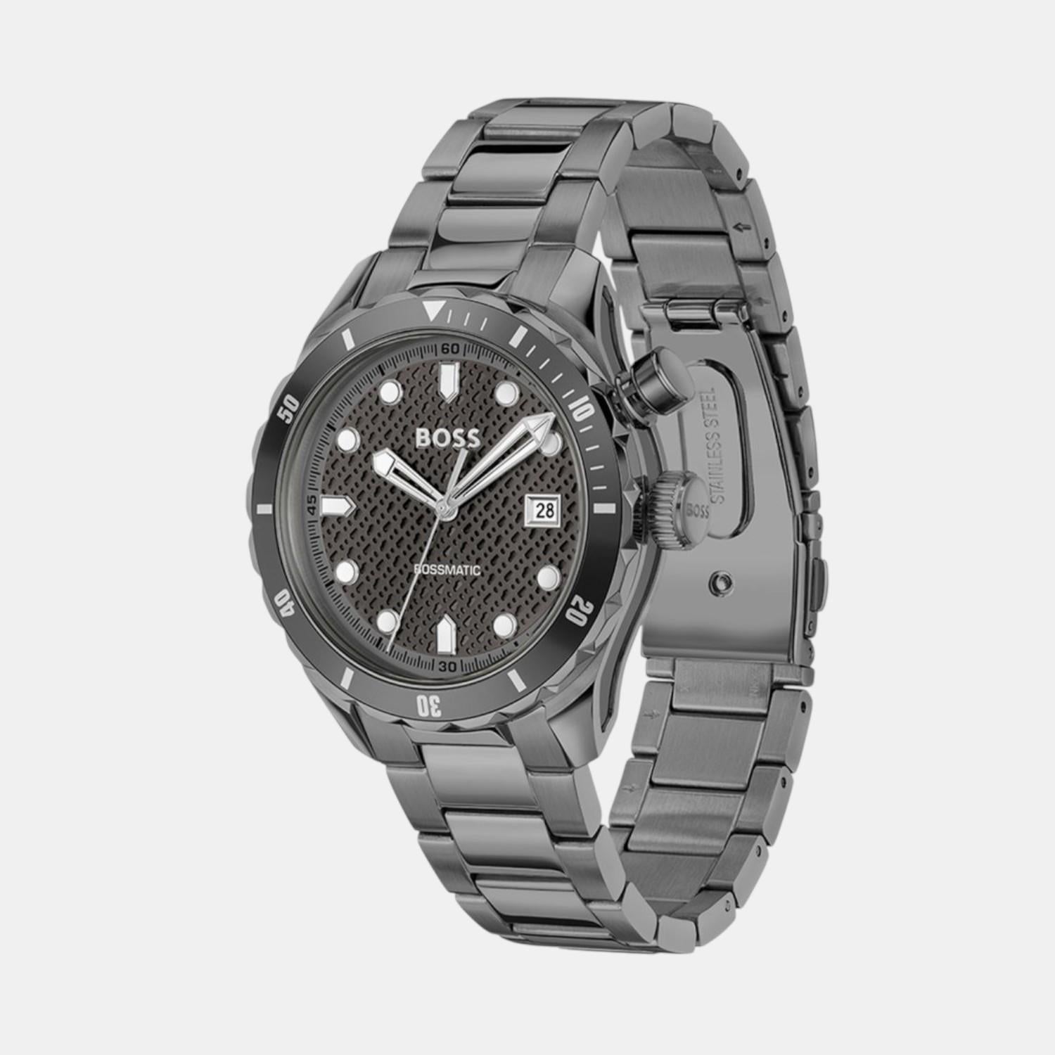 Bossmatic Men Automatic Grey Dial Analog Stainless Steel Watch 1514213