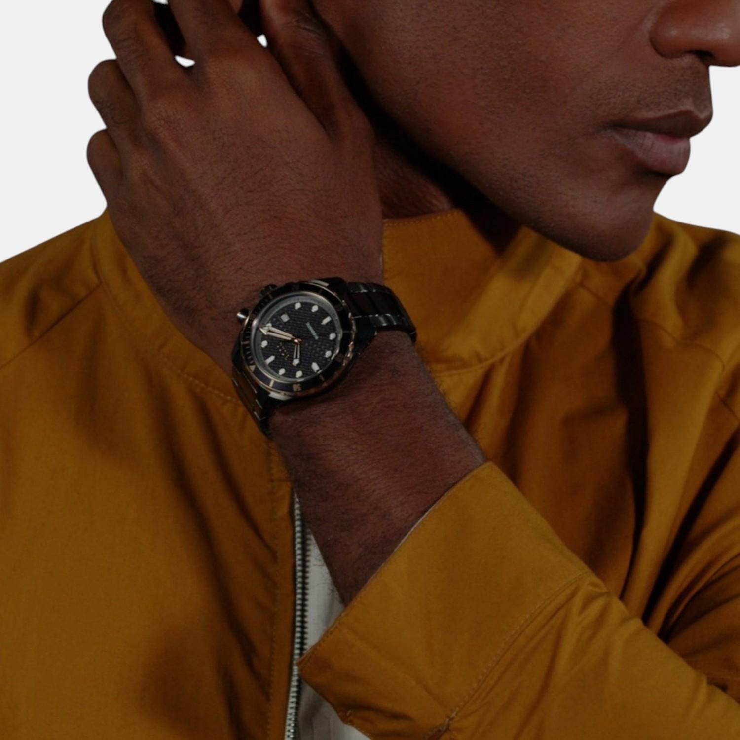 Bossmatic Men Automatic Black Dial Analog Stainless Steel Watch 1514215