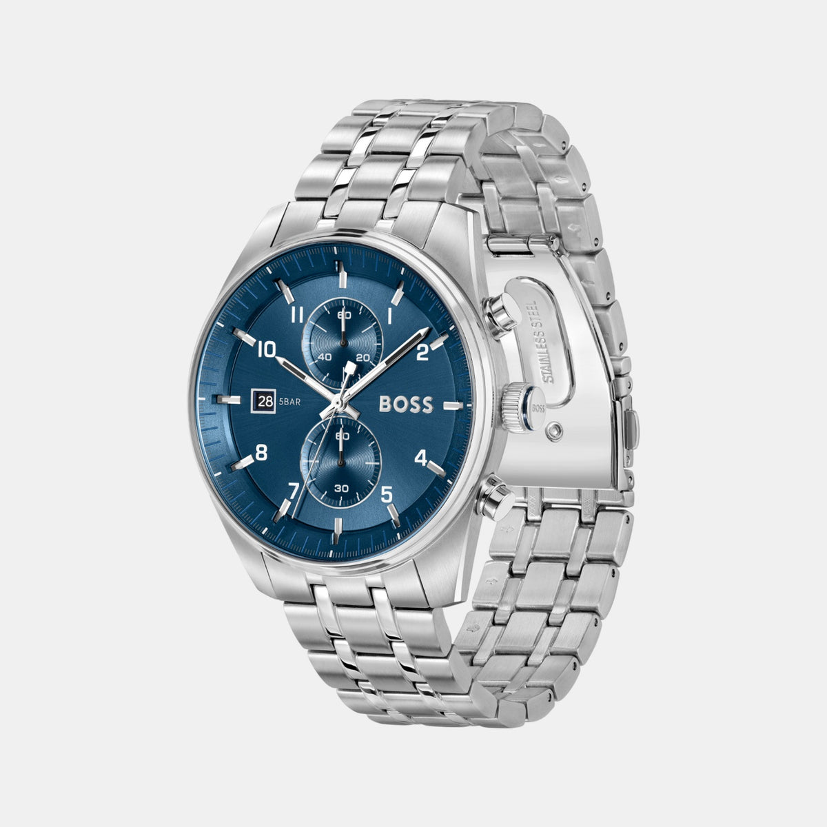 Boss Skytraveller Men Quartz Blue Dial Chronograph Stainless Steel Watch 1514216
