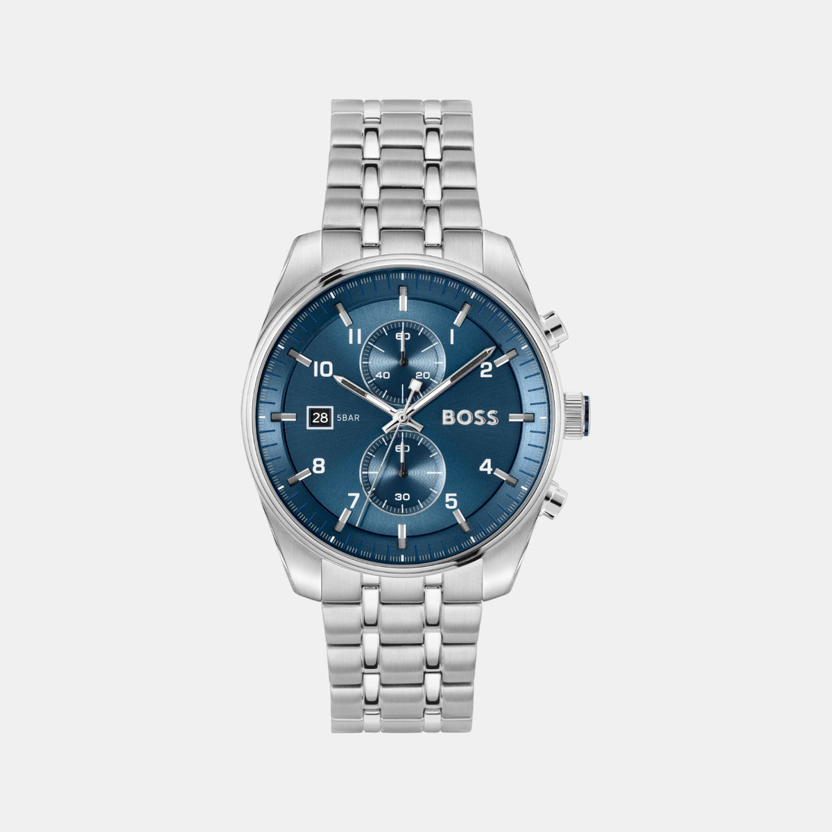 Boss Skytraveller Men Quartz Blue Dial Chronograph Stainless Steel Watch 1514216