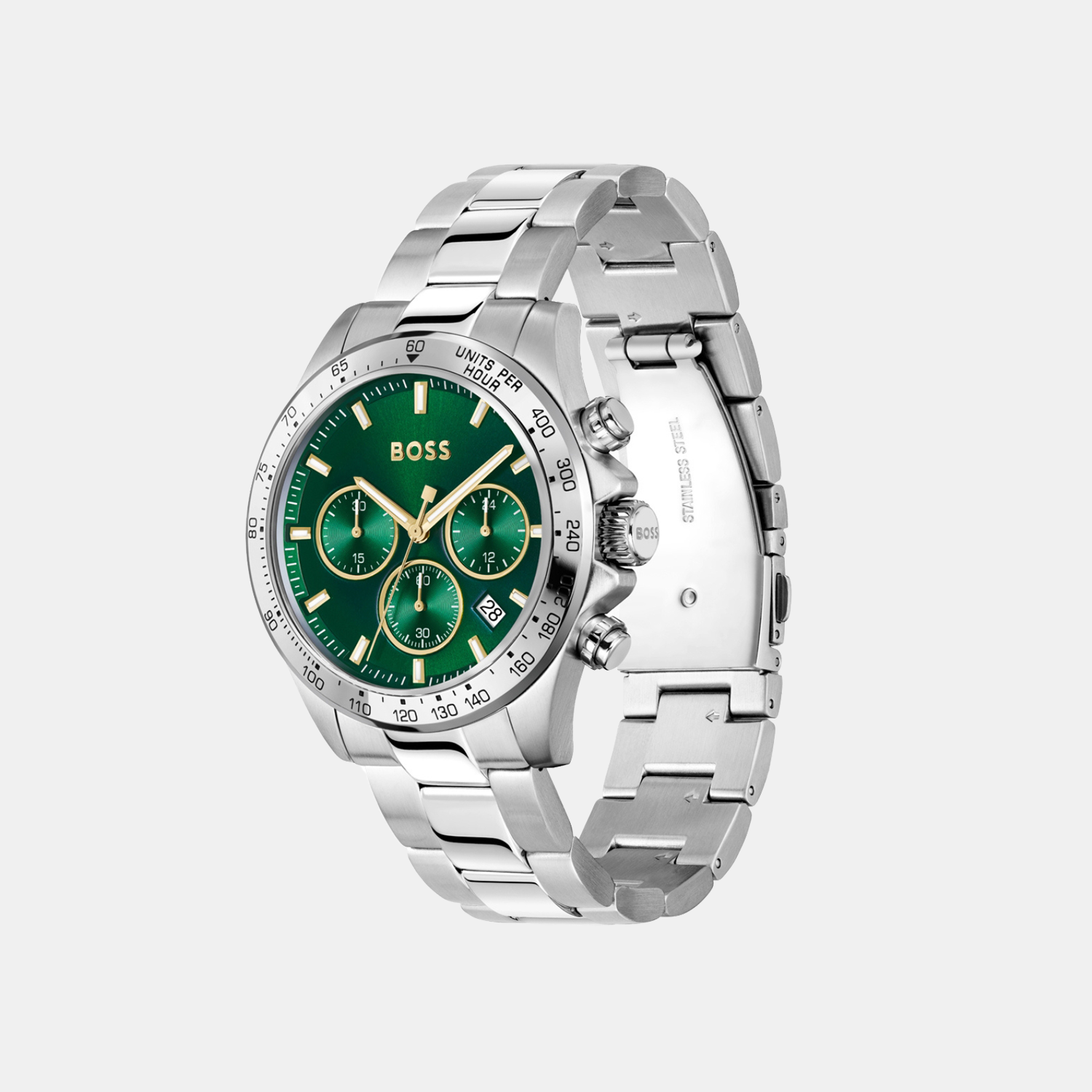 Hero Qtm Men Quartz Green Dial Chronograph Stainless Steel Watch 1514217