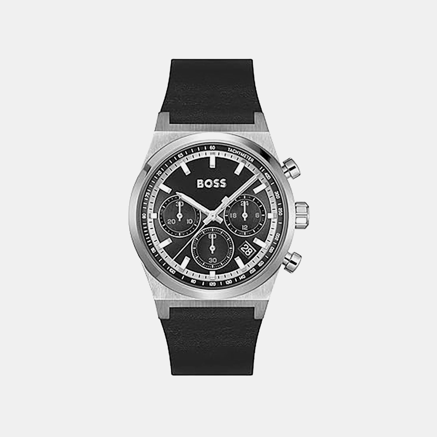 Candor Chrono Men Quartz Black Dial Chronograph Leather Watch 1514218