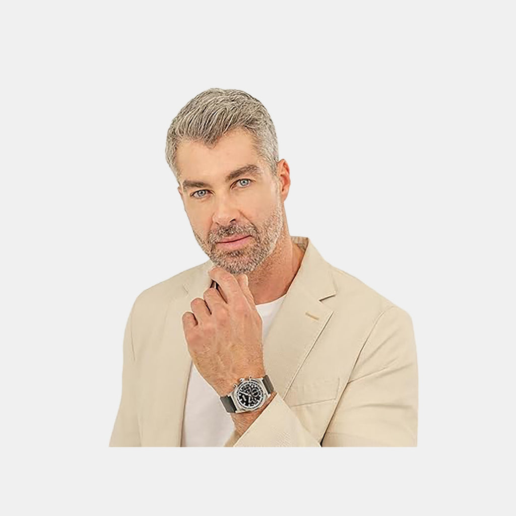 Candor Chrono Men Quartz Black Dial Chronograph Leather Watch 1514218