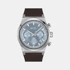 Candor Chrono Men Quartz Ice Blue Dial Chronograph Leather Watch 1514219
