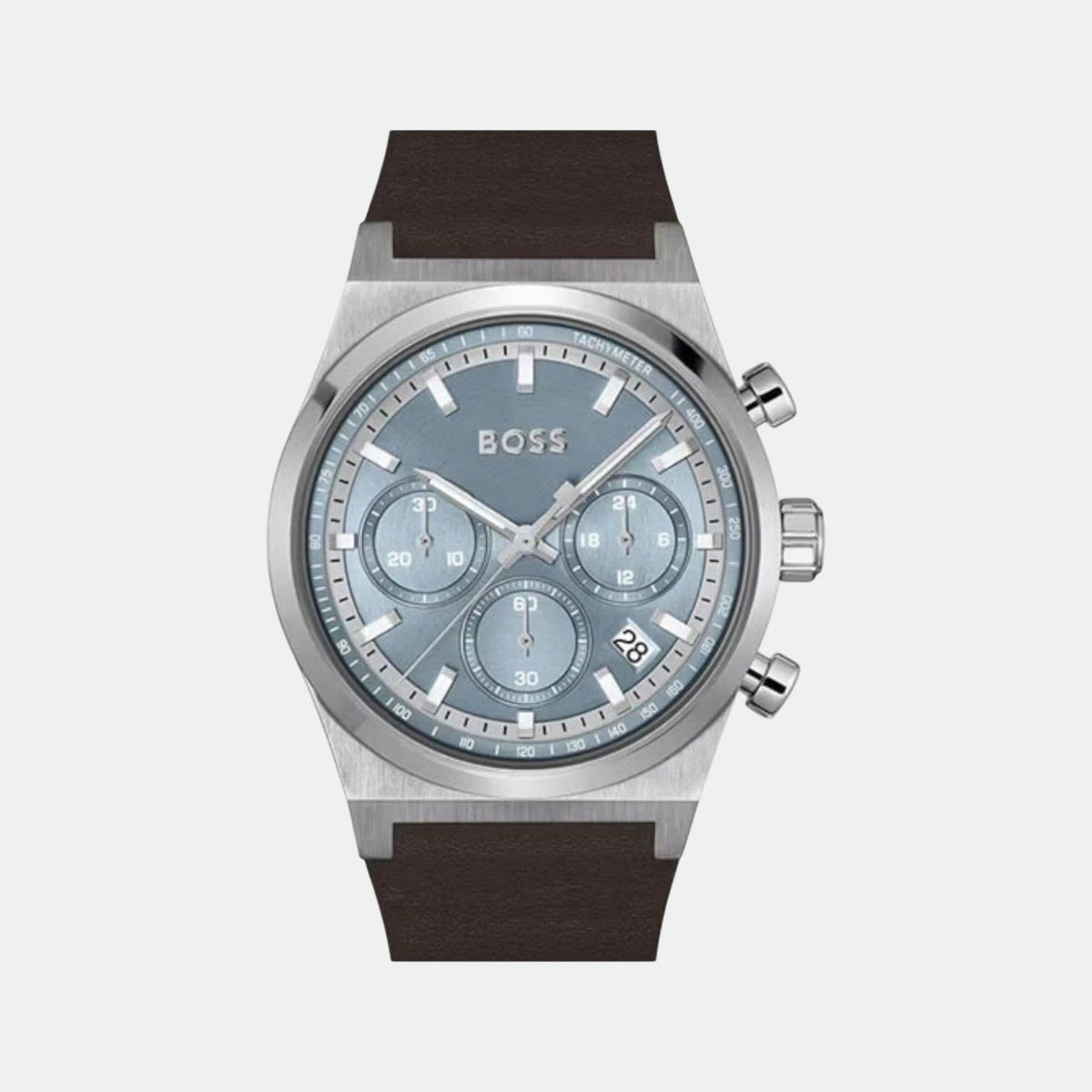 Boss Candor Men Quartz Blue Dial Chronograph Leather Watch 1514219