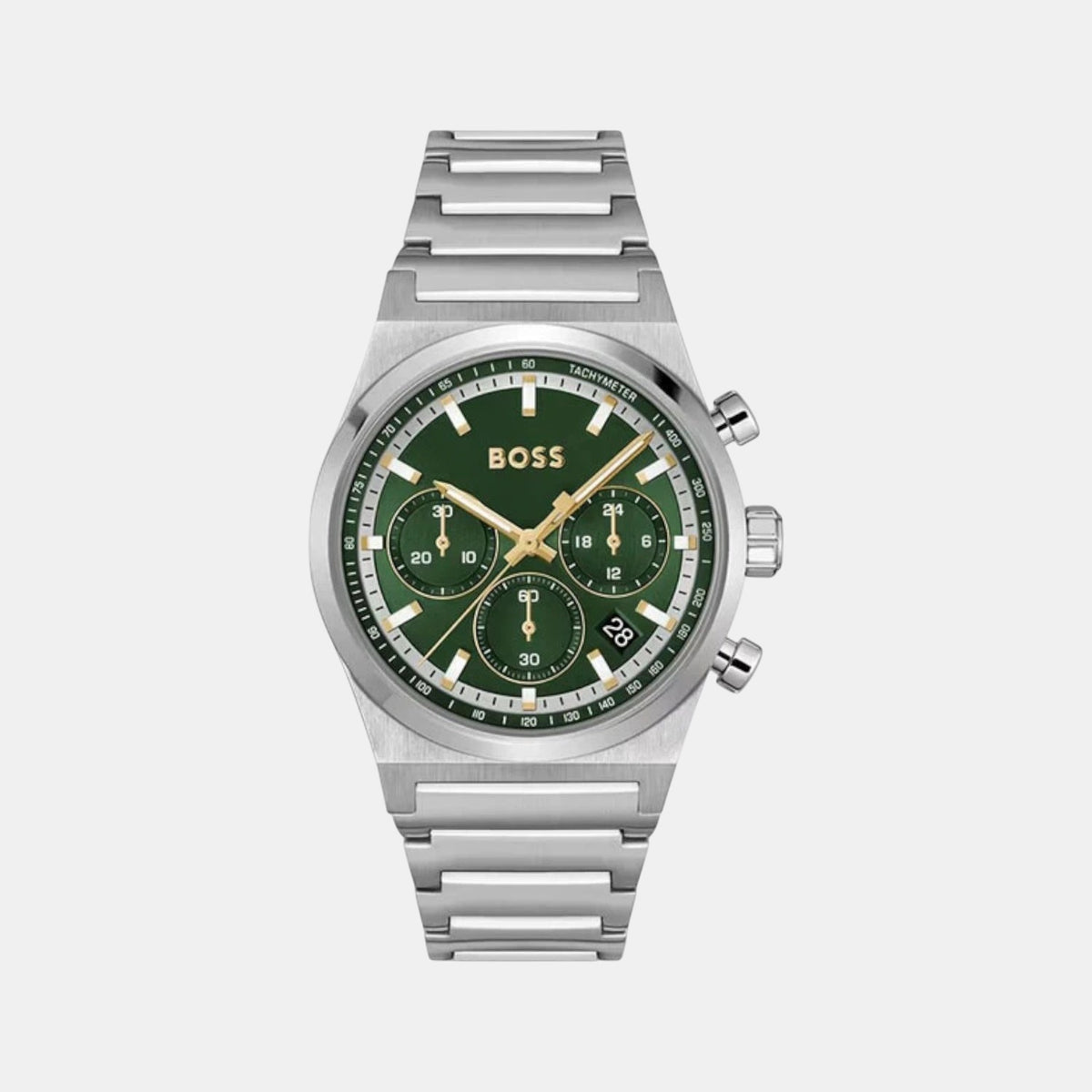 Boss Candor Men Quartz Green Dial Chronograph Stainless Steel Watch 1514220