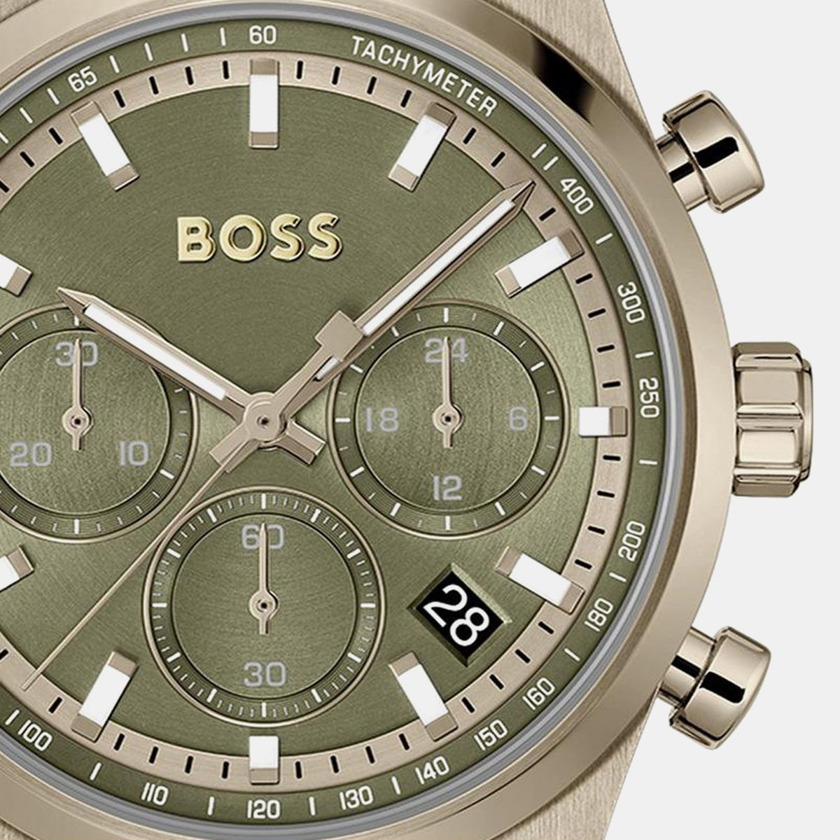 Boss Candor Men Quartz Green Dial Chronograph Stainless Steel Watch 1514222
