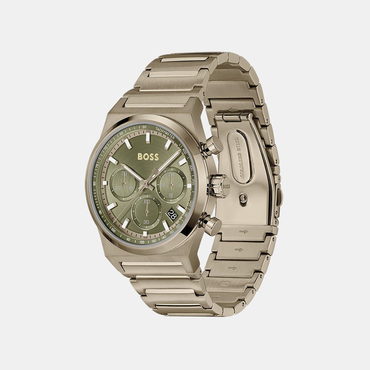 Boss Candor Men Quartz Green Dial Chronograph Stainless Steel Watch 1514222