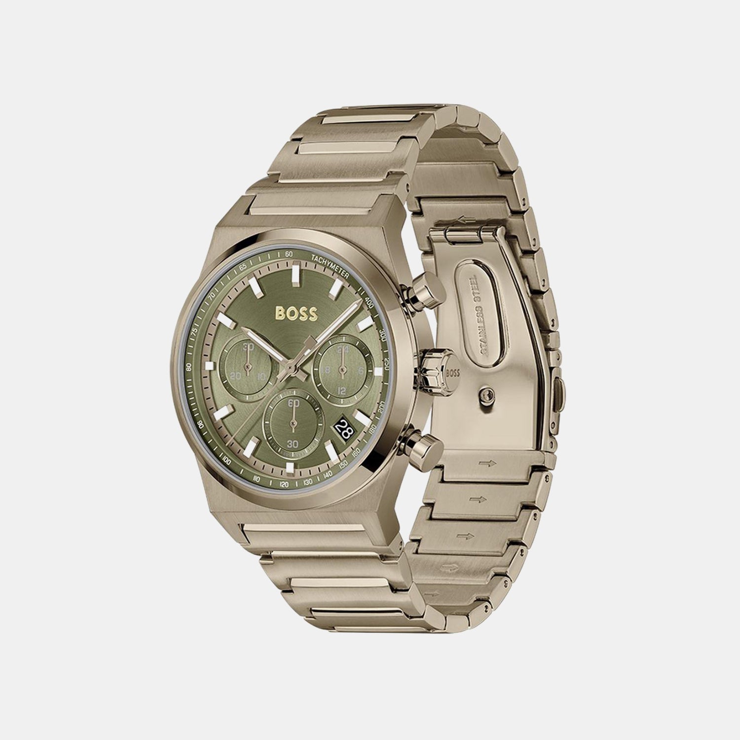 Candor Chrono Men Quartz Olive Green Dial Chronograph Stainless Steel Watch 1514222