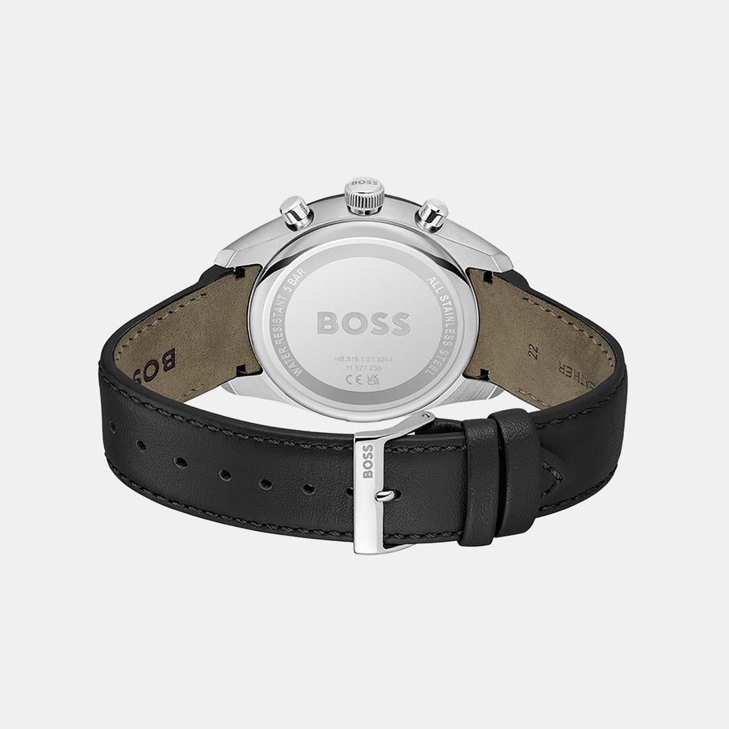 Grand Prix 44 Men Quartz Black Dial Chronograph Leather Watch 1514224