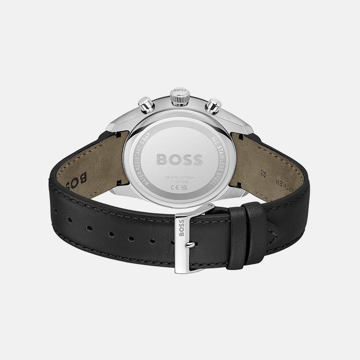 Boss Grand Prix 44 Men Quartz Black Dial Chronograph Leather Watch 1514224