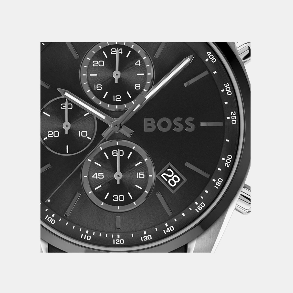 Boss Grand Prix 44 Men Quartz Black Dial Chronograph Leather Watch 1514224