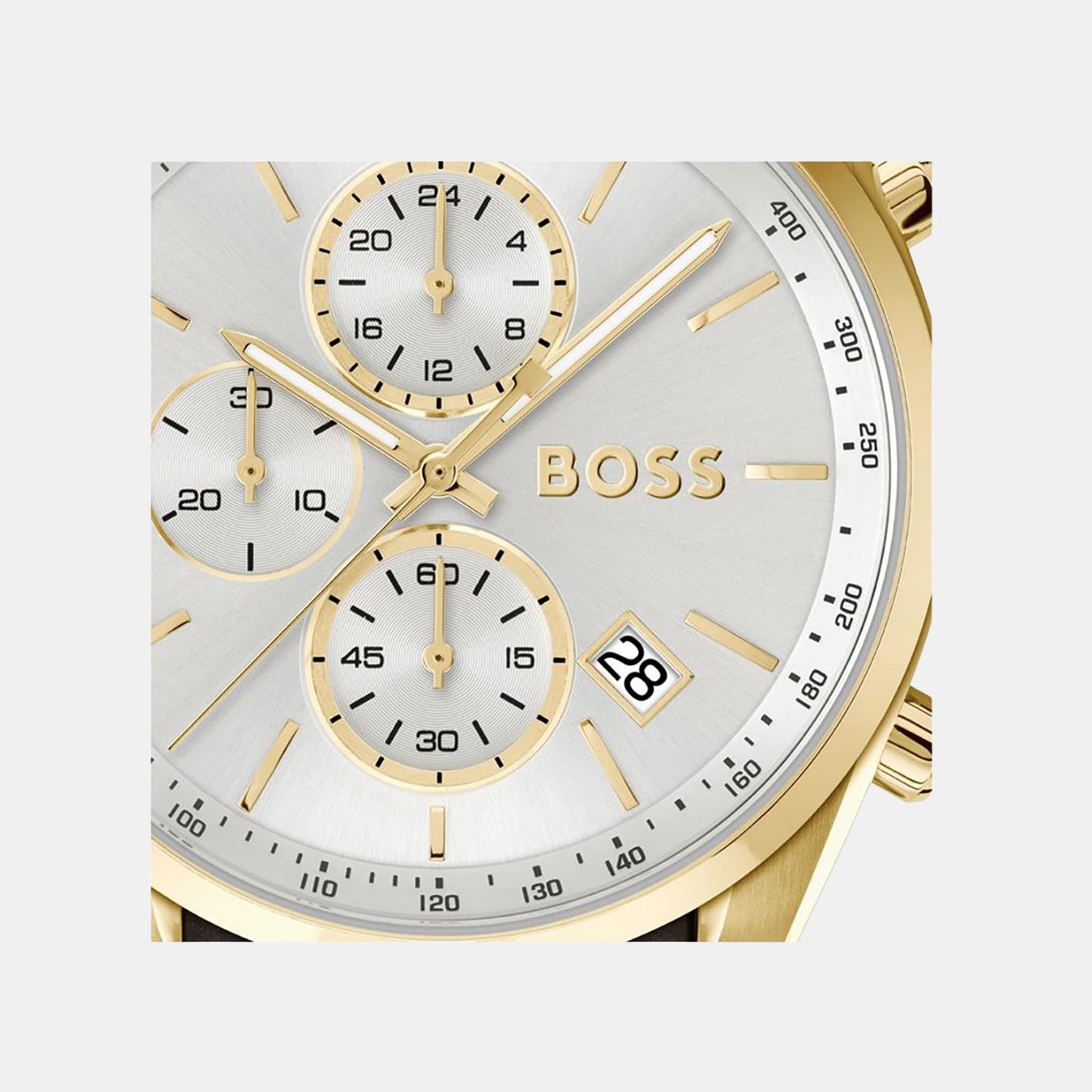 Grand Prix 44 Men Quartz Silver Dial Chronograph Leather Watch 1514225
