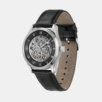 Principle Skeleton Men Automatic Black Dial Analog Leather Watch 1514234