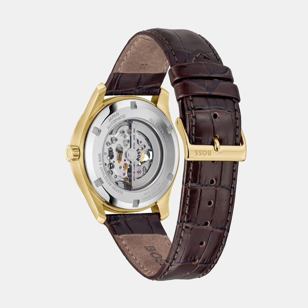 Principle Skeleton Men Automatic Grey Dial Analog Leather Watch 1514235
