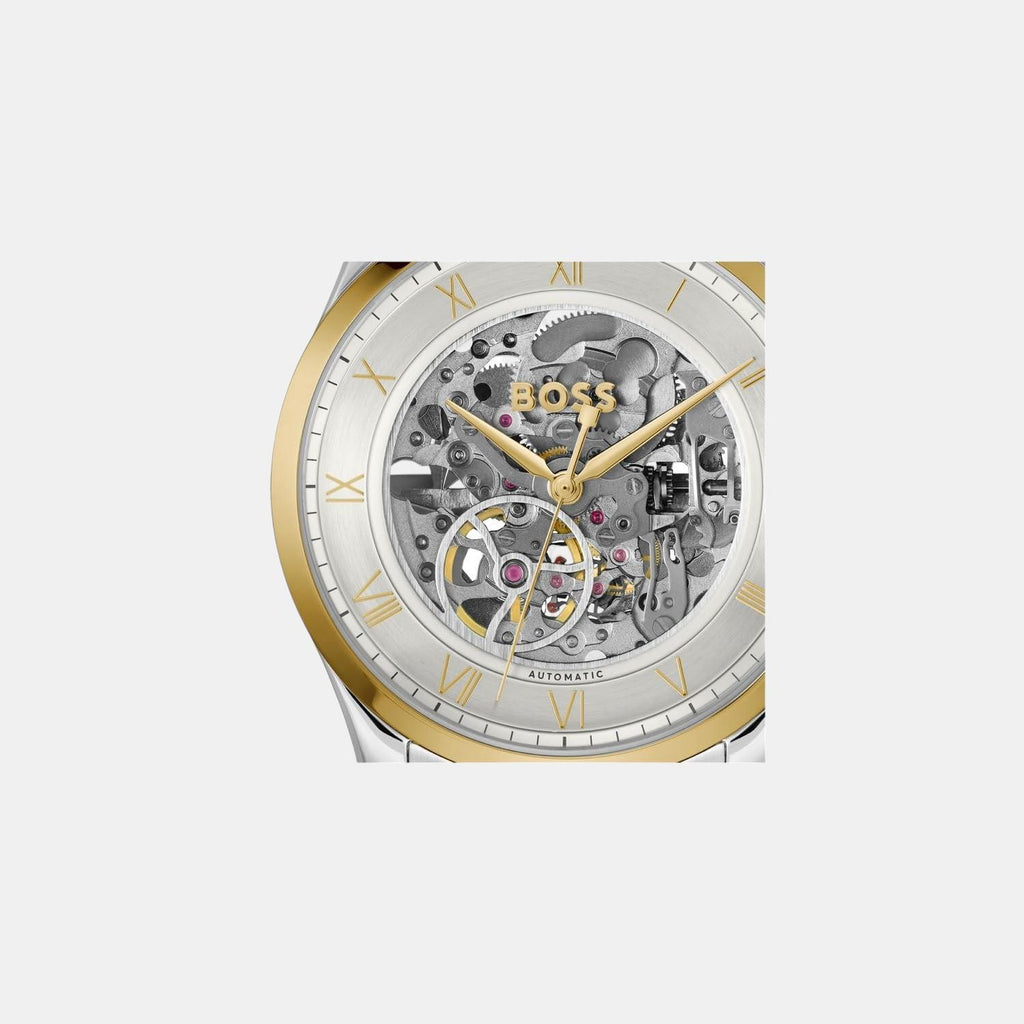 Principle Skeleton Men Automatic Silver & White Dial Analog Stainless Steel Watch 1514237