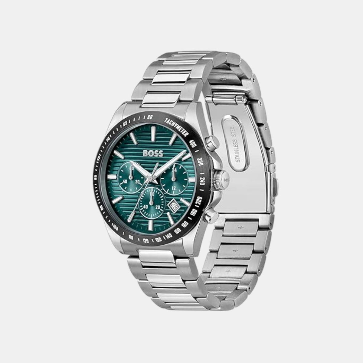 Boss Strike Men Quartz Green Dial Chronograph Stainless Steel Watch 1514241