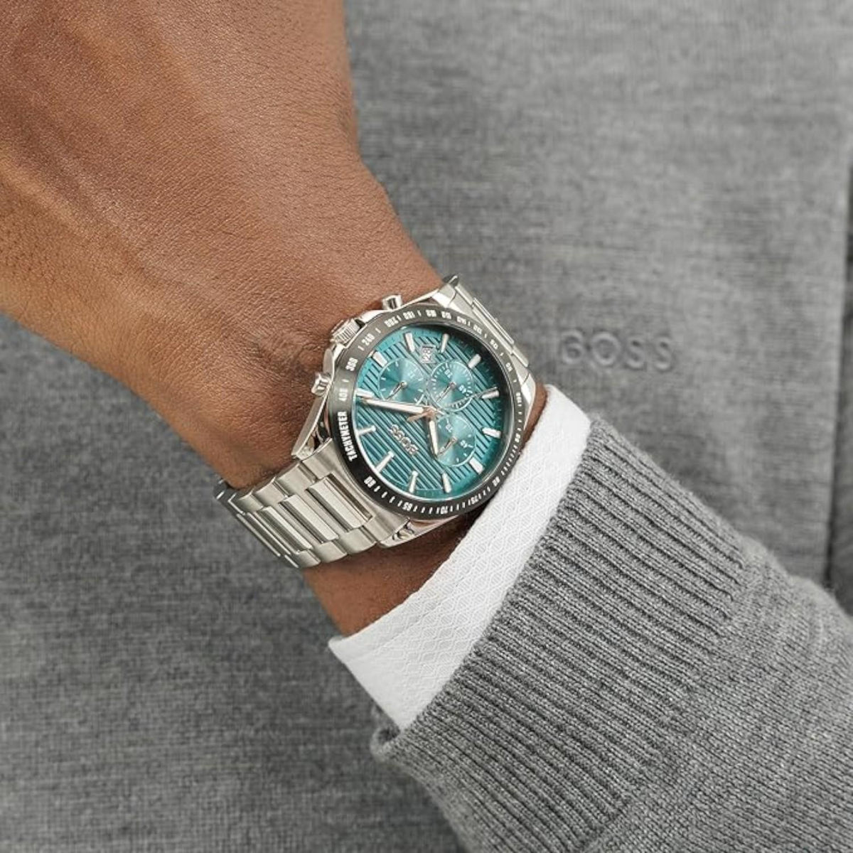 Boss Strike Men Quartz Green Dial Chronograph Stainless Steel Watch 1514241