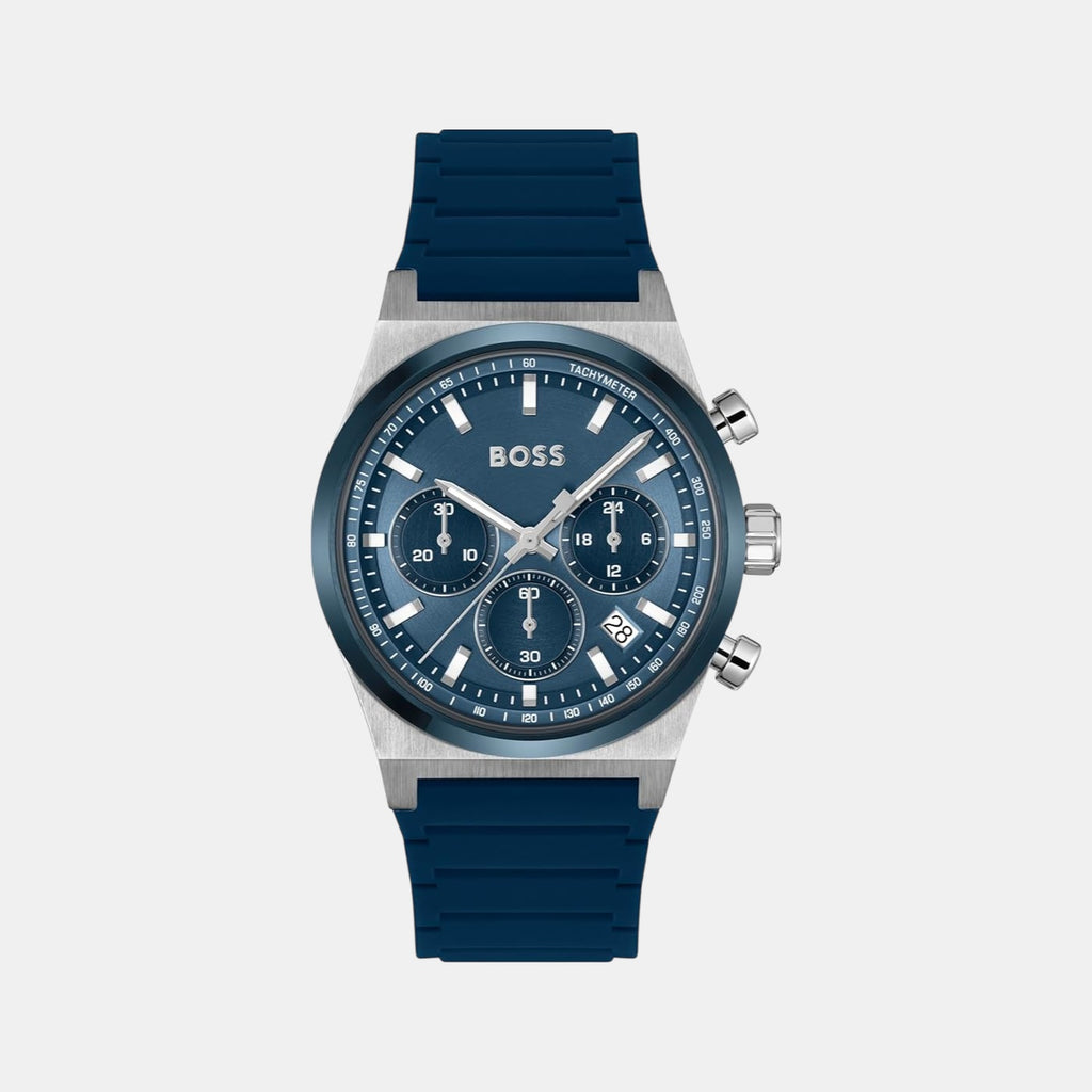 Candor Chrono Men Quartz Blue Dial Chronograph Leather Watch 1514243