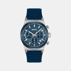 Candor Chrono Men Quartz Blue Dial Chronograph Leather Watch 1514243