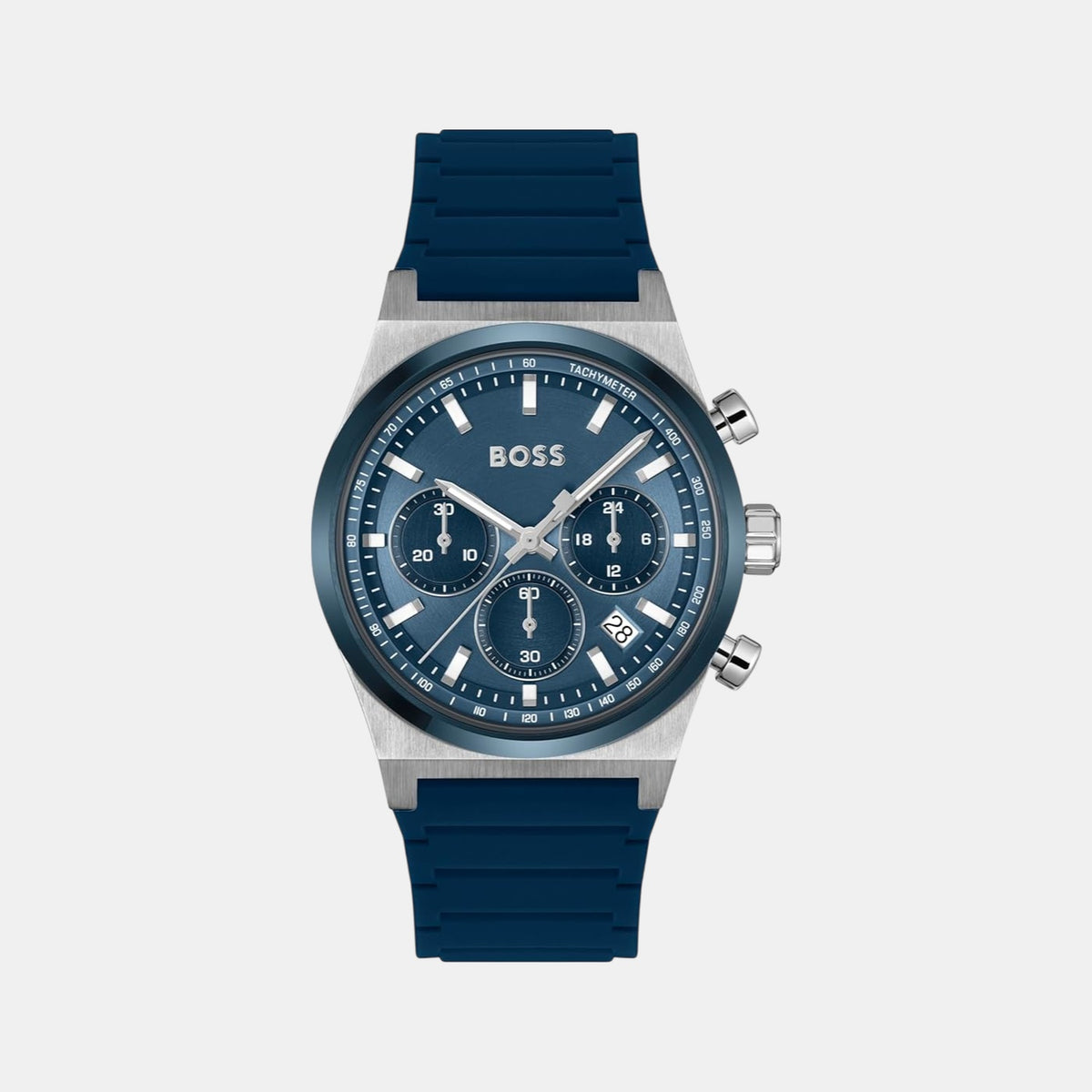 Boss Candor Men Quartz Blue Dial Chronograph Silicone Watch 1514243