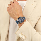 Candor Chrono Men Quartz Blue Dial Chronograph Leather Watch 1514243