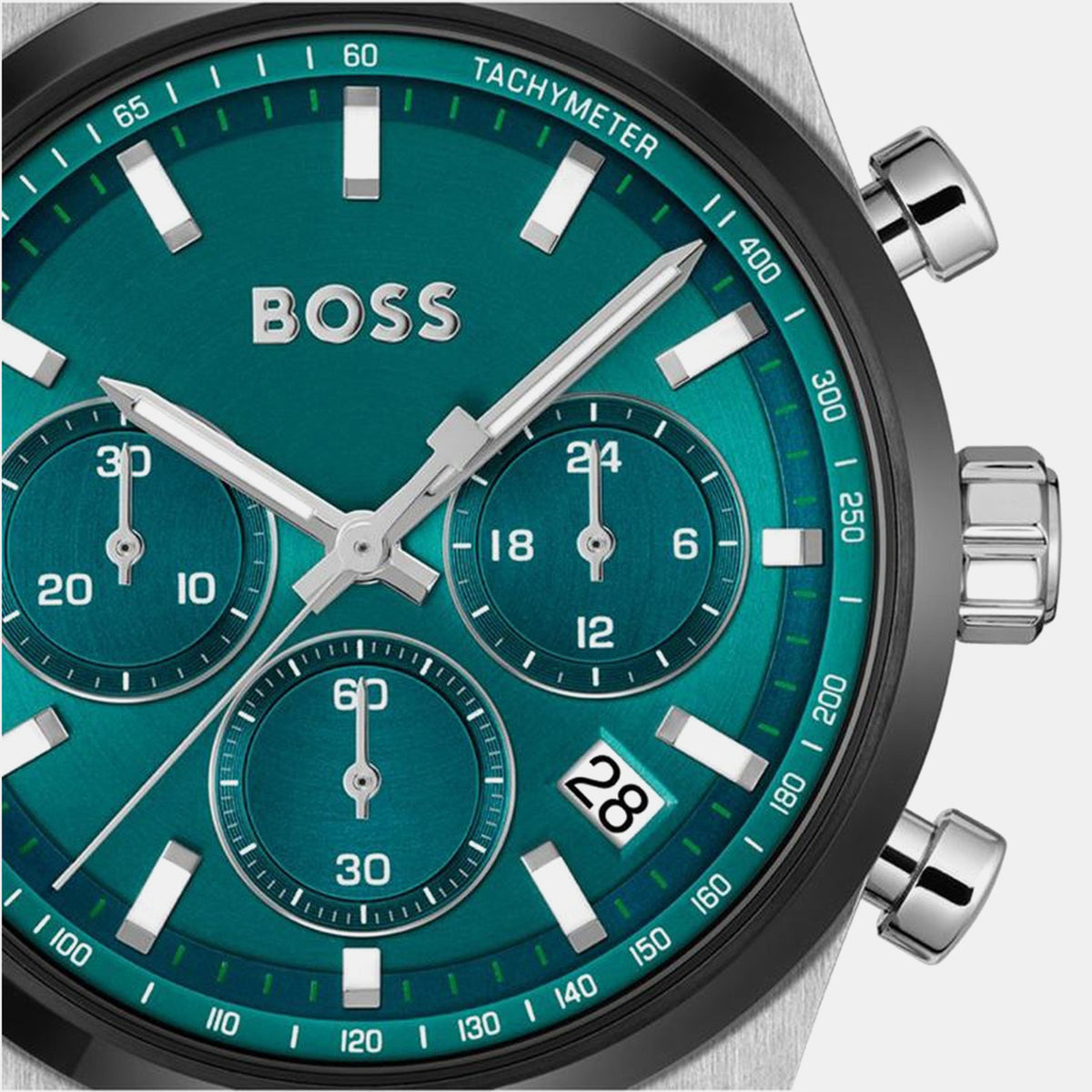Boss Candor Men Quartz Green Dial Chronograph Silicone Watch 1514244