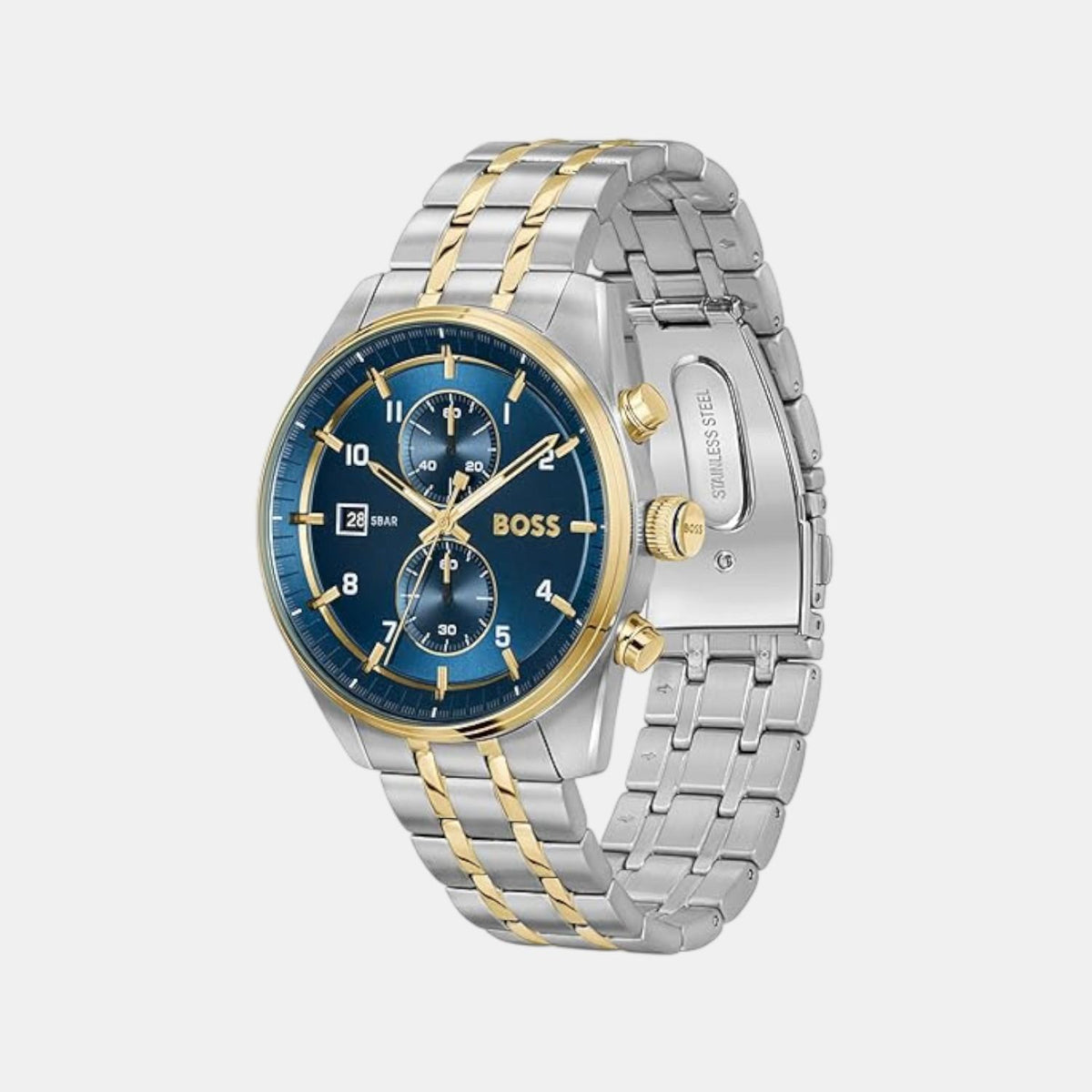 Boss Skytraveller Men Quartz Blue Dial Chronograph Stainless Steel Watch 1514247