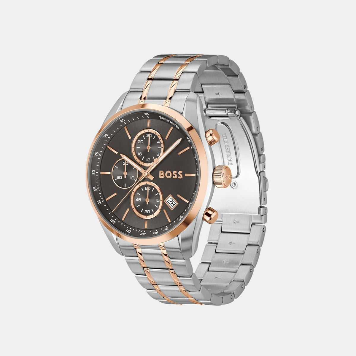 Boss Grand Prix 44 Men Quartz Grey Dial Chronograph Stainless Steel Watch 1514252