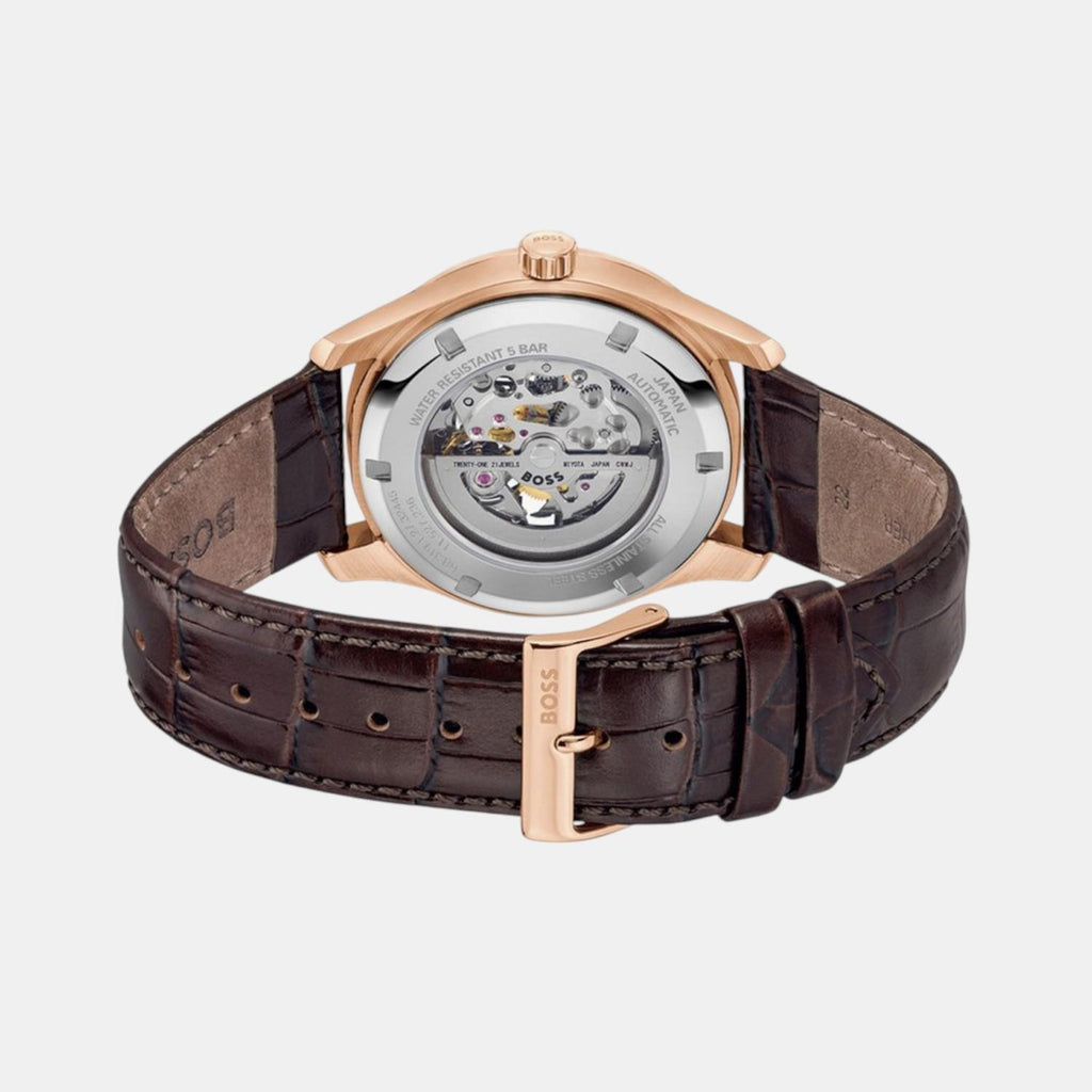 Principle Skeleton Men Automatic Dark Grey Dial Analog Leather Watch 1514253