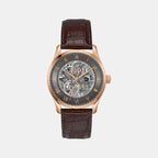 Principle Skeleton Men Automatic Dark Grey Dial Analog Leather Watch 1514253