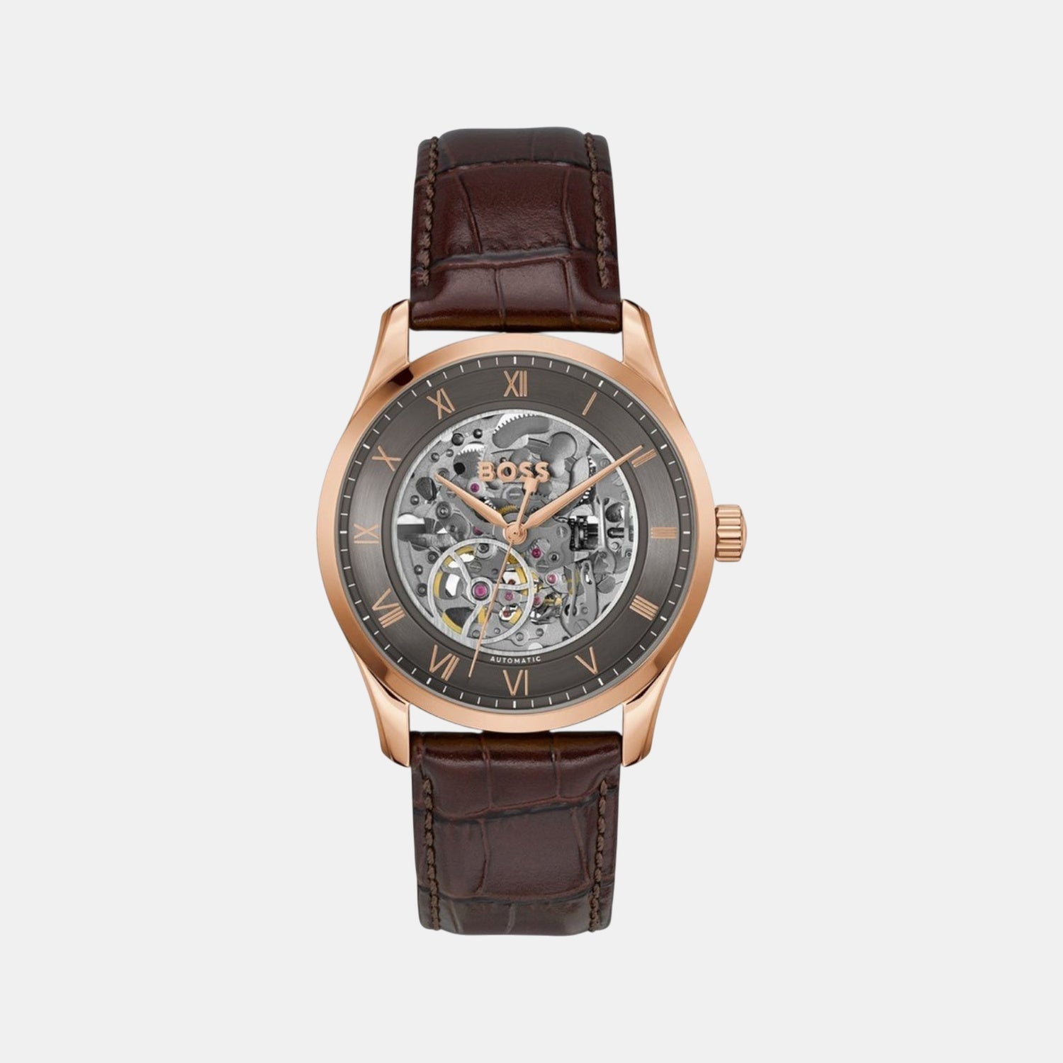 Principle Skeleton Men Automatic Dark Grey Dial Analog Leather Watch 1514253