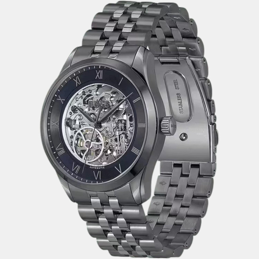 Principle Skeleton Men Automatic Blue Dial Analog Stainless Steel Watch 1514254
