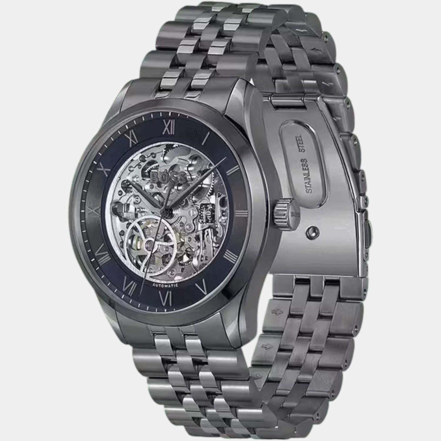 Principle Skeleton Men Automatic Blue Dial Analog Stainless Steel Watch 1514254