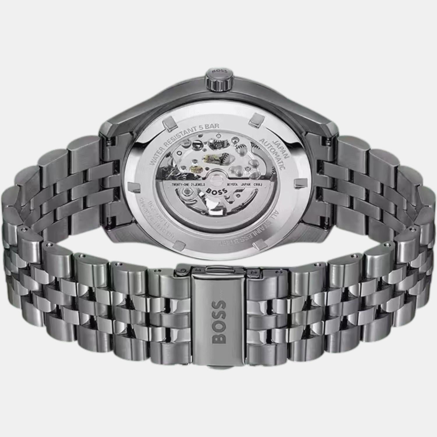 Principle Skeleton Men Automatic Blue Dial Analog Stainless Steel Watch 1514254