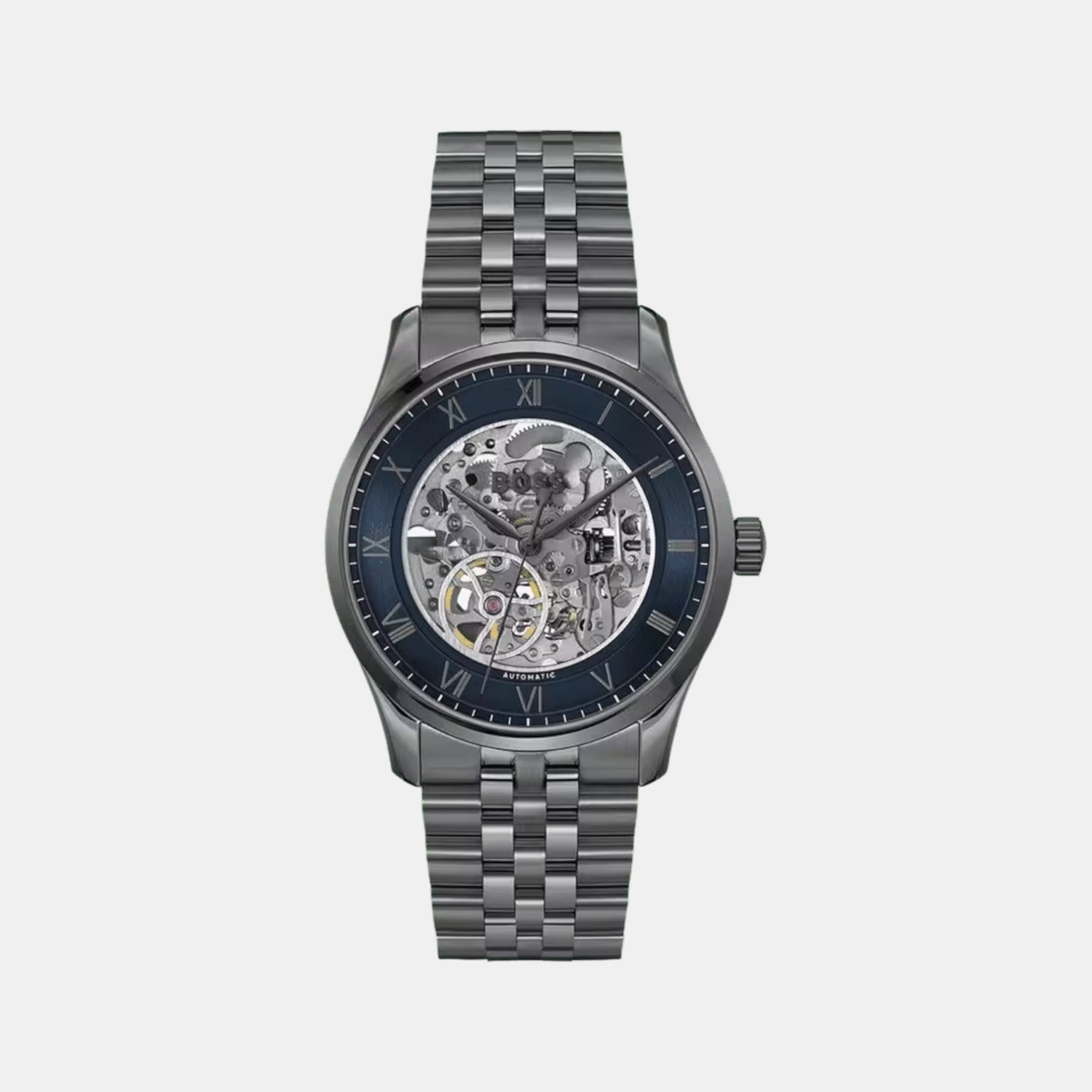 Principle Skeleton Men Automatic Blue Dial Analog Stainless Steel Watch 1514254