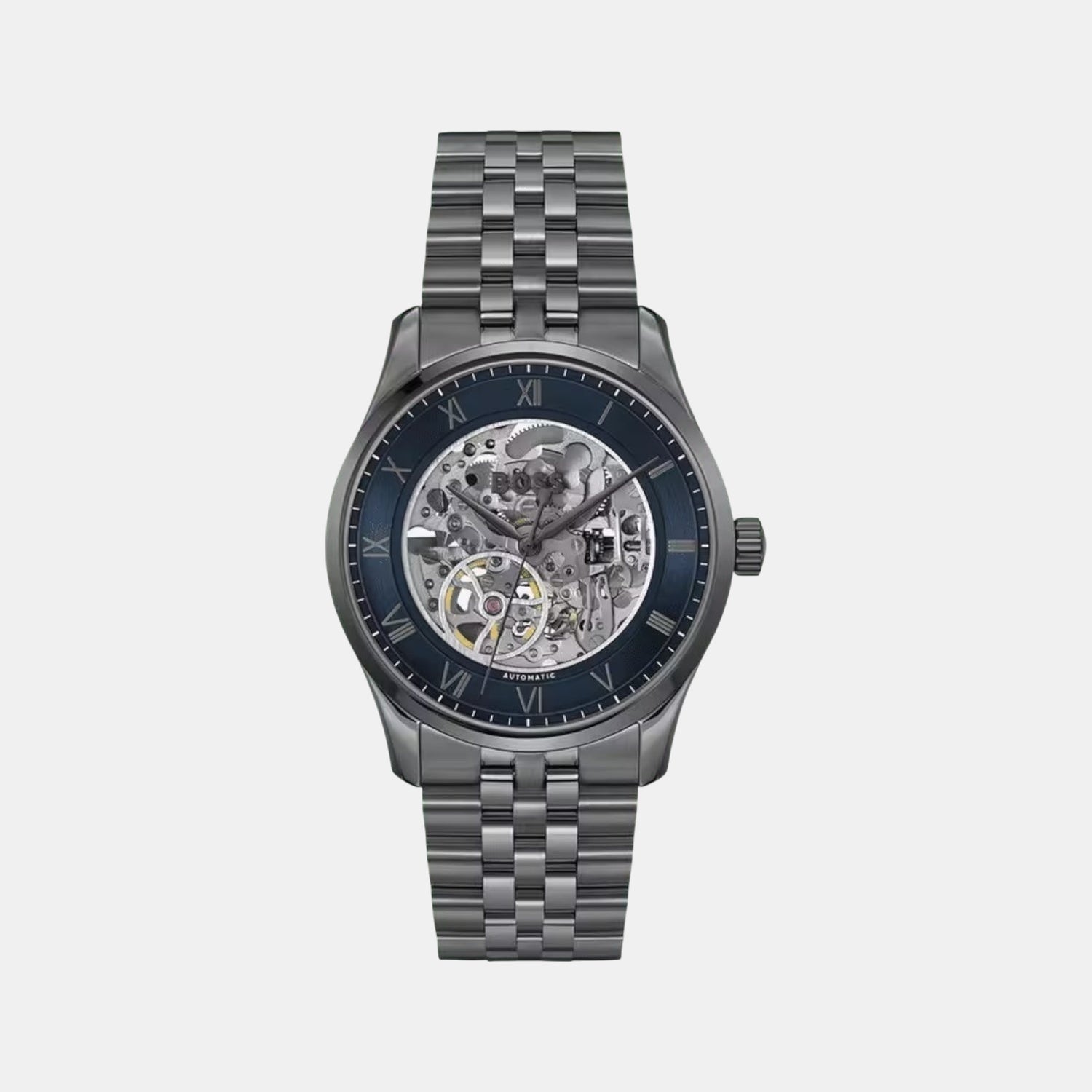 Principle Skeleton Men Automatic Blue Dial Analog Stainless Steel Watch 1514254