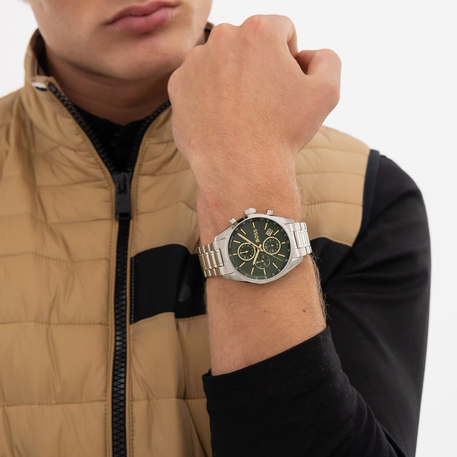 Grand Prix 40 Men Quartz Green Dial Chronograph Stainless Steel Watch 1514265