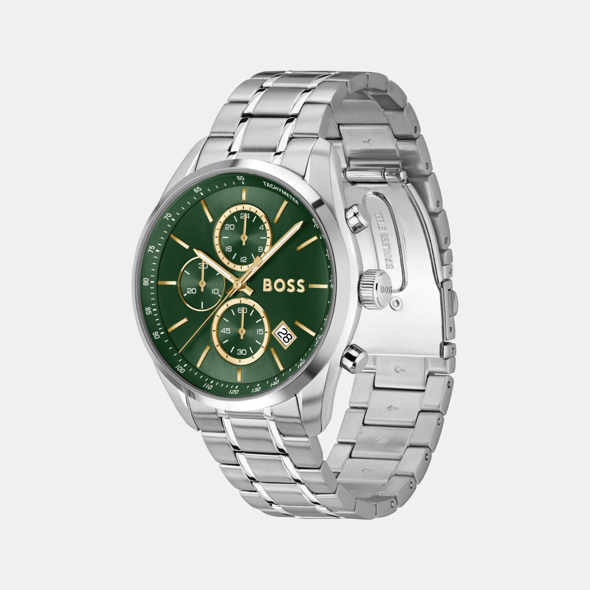 Boss Grand Prix 44 Men Quartz Green Dial Chronograph Stainless Steel Watch 1514266