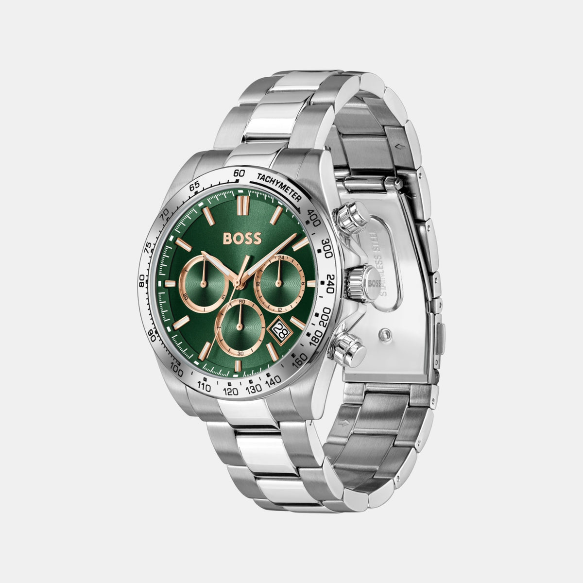 Boss Hero Men Quartz Green Dial Chronograph Stainless Steel Watch 1514268
