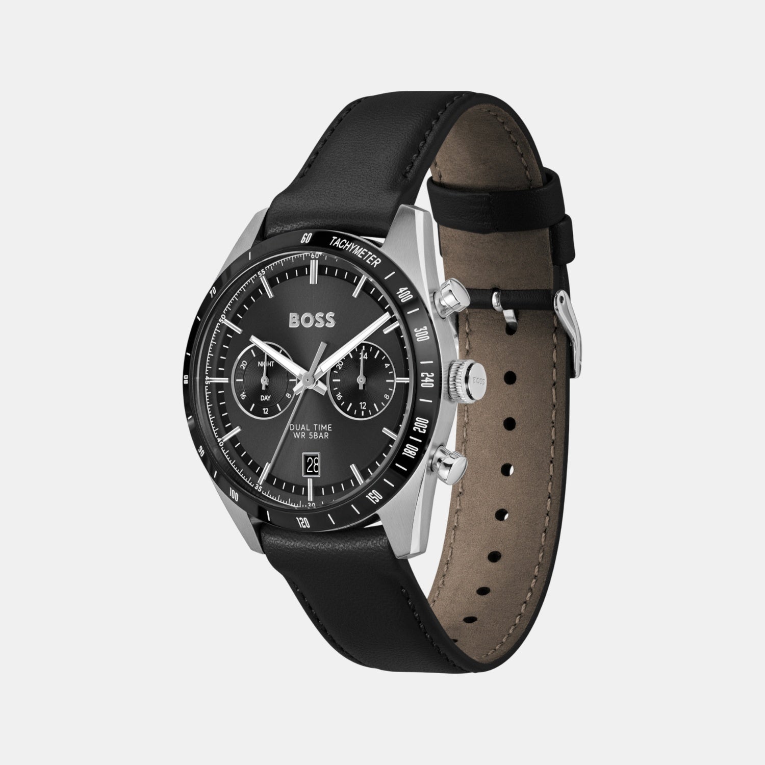 Tourmaster Men Quartz Black Dial Multi-Function Calf Watch 1514284