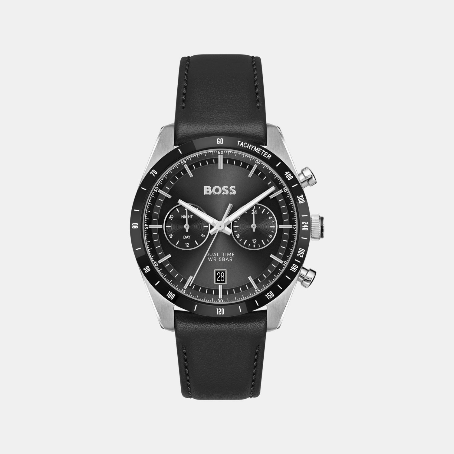 Tourmaster Men Quartz Black Dial Multi-Function Calf Watch 1514284