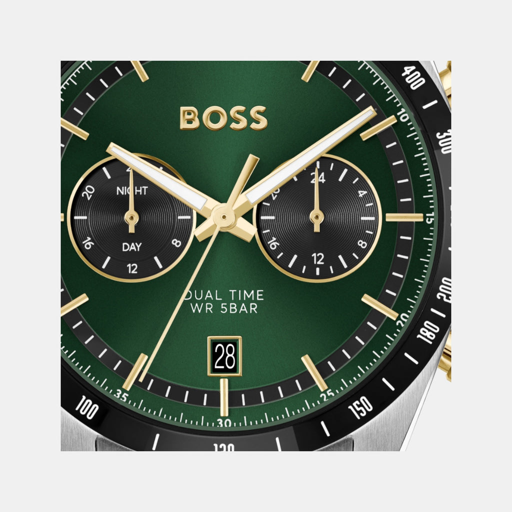 Tourmaster Men Quartz Green Dial Chronograph Stainless Steel Watch 1514287